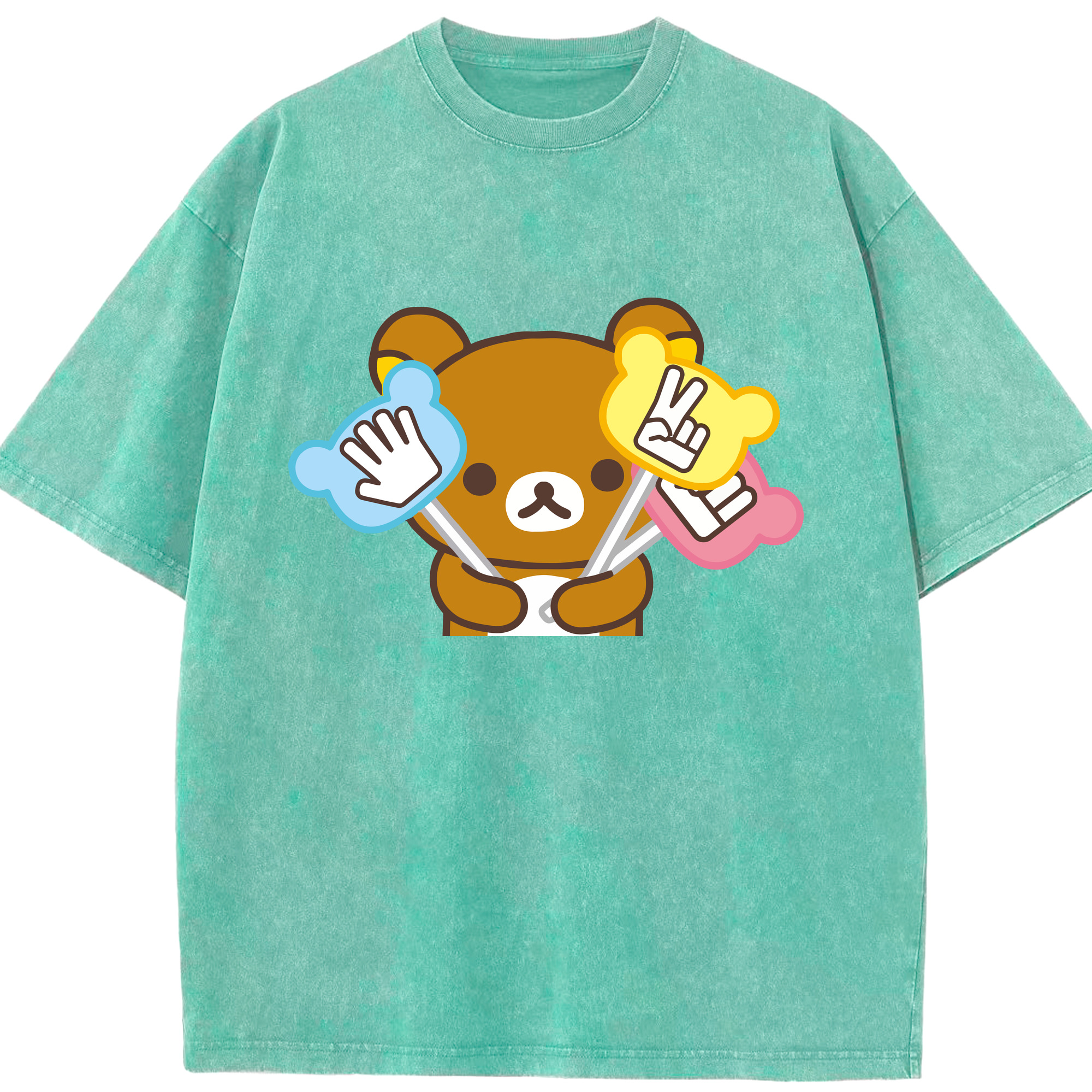 （画像用） リラックマ リラックマ キイロイトリ Rilakkuma Korilakkuma Kiiroitori 綿100% ヴィンテージ風 半袖Tシャツ（フロントプリント）